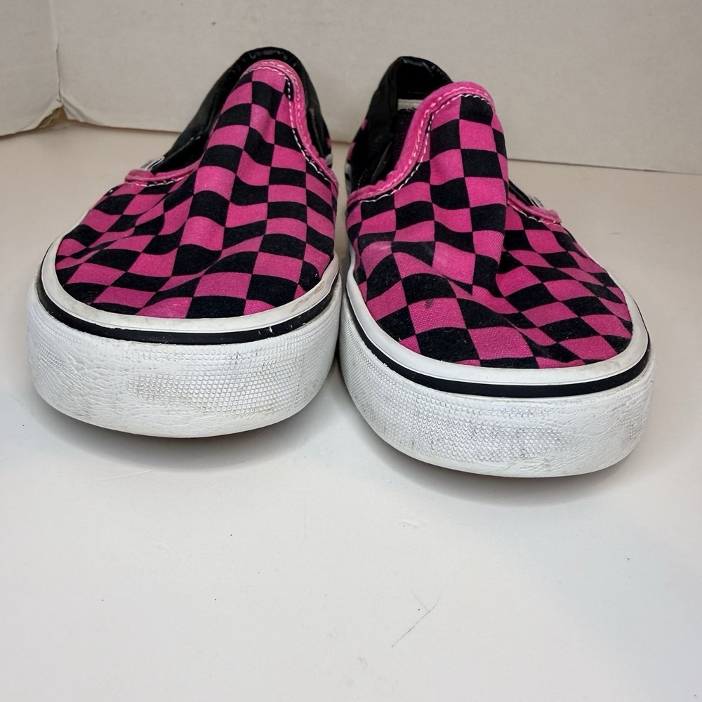 VANS Classic Slip On Checkerboard Black Pink Kids Size 4 Women 5.5 Magenta Skate - Picture 3 of 14